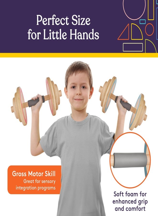 Special Supplies Kids Wooden Workout Play Weights Set - Adjustable Dumbbells Set for Home Gym Equipment, Exercise Workout Set for School or Home Fitness Activities, Pastel Colors (Set of 2 Dumbbells) - Image 4